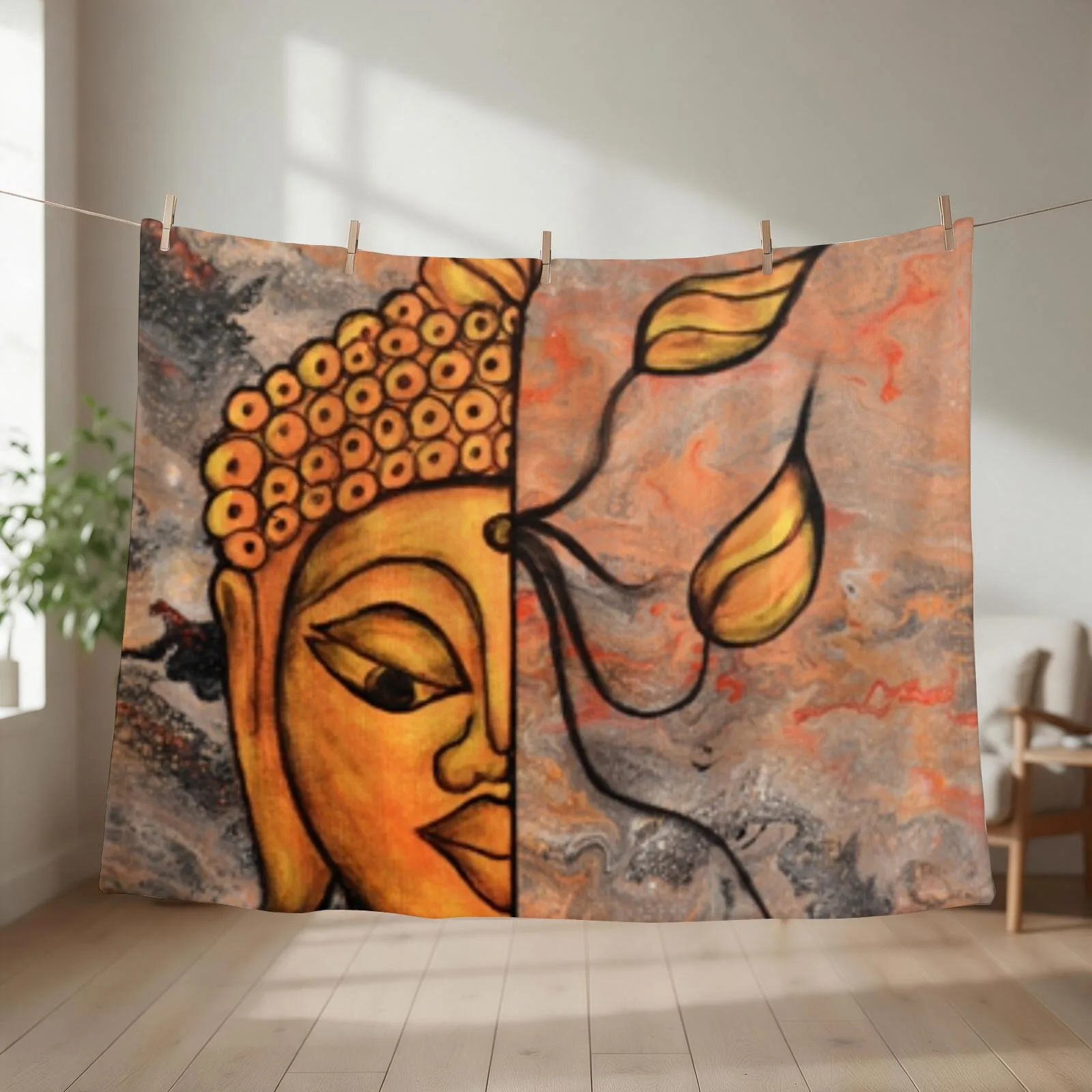 Golden Buddha Earthly Connection Throw Blanket Blankets Sofas Of Decoration Thermal Decorative Sofa Giant Sofa Blankets