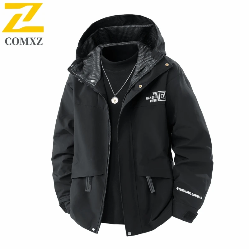 

Мужская куртка 2024, весна и осень, новый стиль, камуфляжная ветрозащитная водонепроницаемая куртка с капюшоном, пальто на молнии для кемпинга и пешего туризма