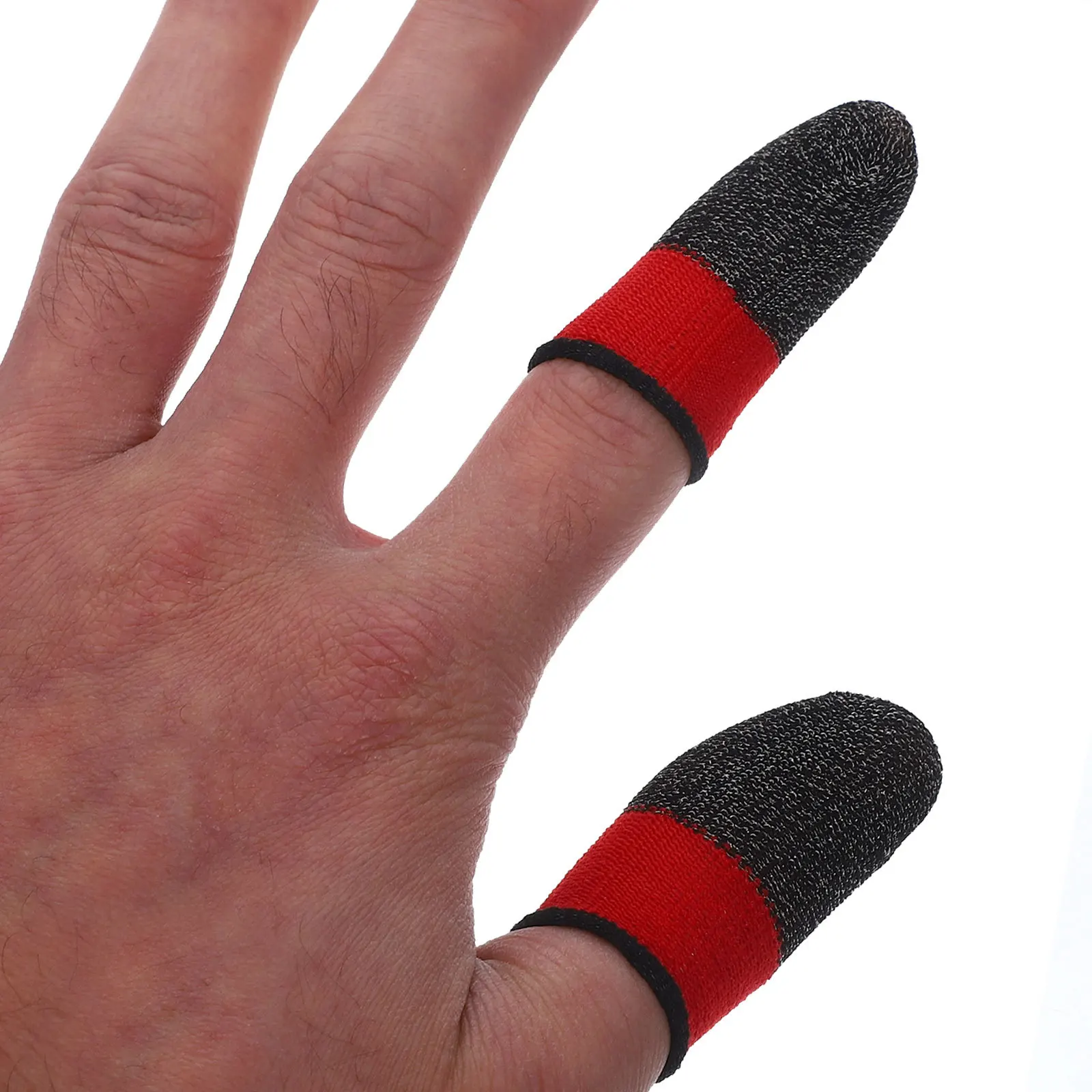 قطعتان من أكمام أصابع الألعاب رفيعة للغاية وقابلة للتنفس ومضادة للانزلاق للتحكم في صنبور شاشة الهاتف المحمول