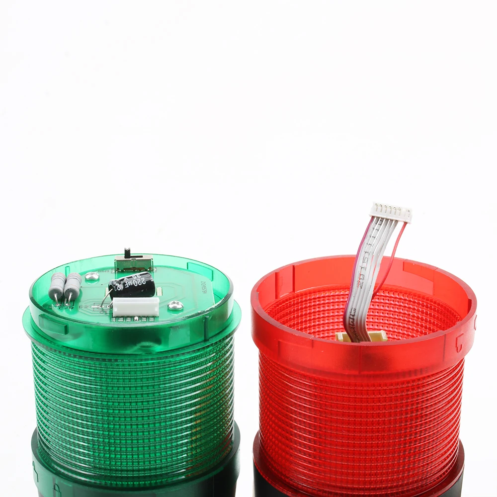 A Più Strati di Sicurezza Industriale Stack Luce Led Ltp Lampade Buzzer Suono Normale Flash Nero 12VDC Girare Intorno 5 Strato di 70 Millimetri