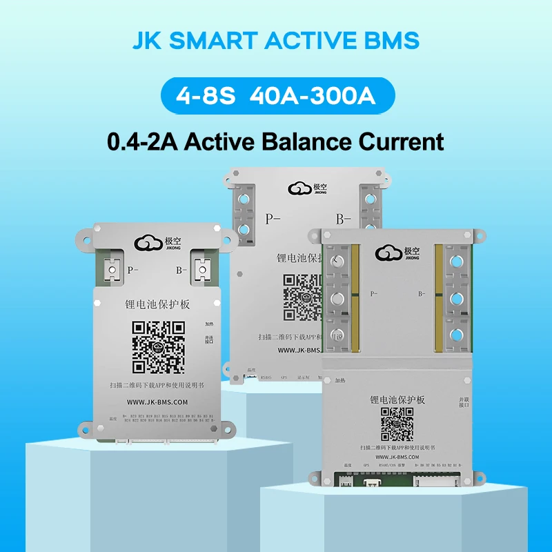 

Умная активная система балансировки JK BMS 4S 5S 6S 7S 8S, ток балансировки 0.4A-2A, 40A 60A 100A 200A 300A для аккумуляторов LiFePO4, Li-Ion, LTO