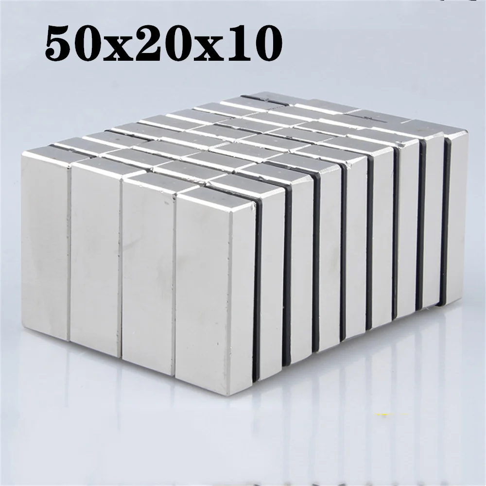 Super Magnet 10Pcs N35 50x20x10mm Rectangular Neodymium Magnets Rare Earth NdFeB Magnet Strong Powerful Magnetic  50*20*10mm