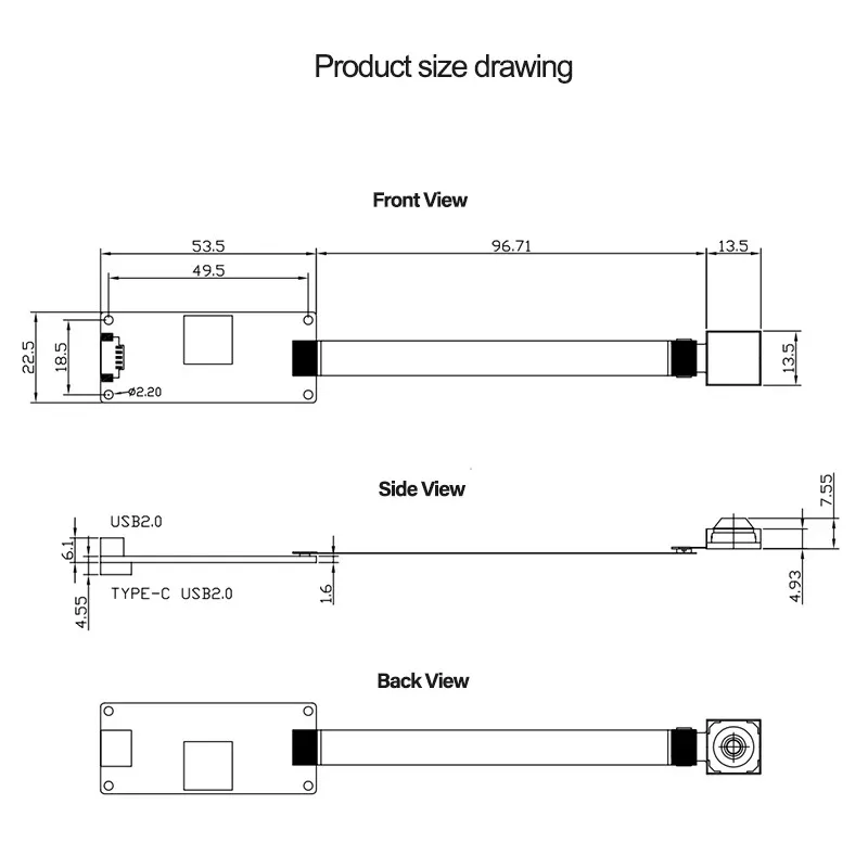 50MP IMX766 cmos وحدة كاميرا بمنفذ USB PDAF التركيز التلقائي AF لا تشويه 8160x6120 100 درجة كاميرا ويب Type-c/5Pin FPC كابل محرك مجاني #3