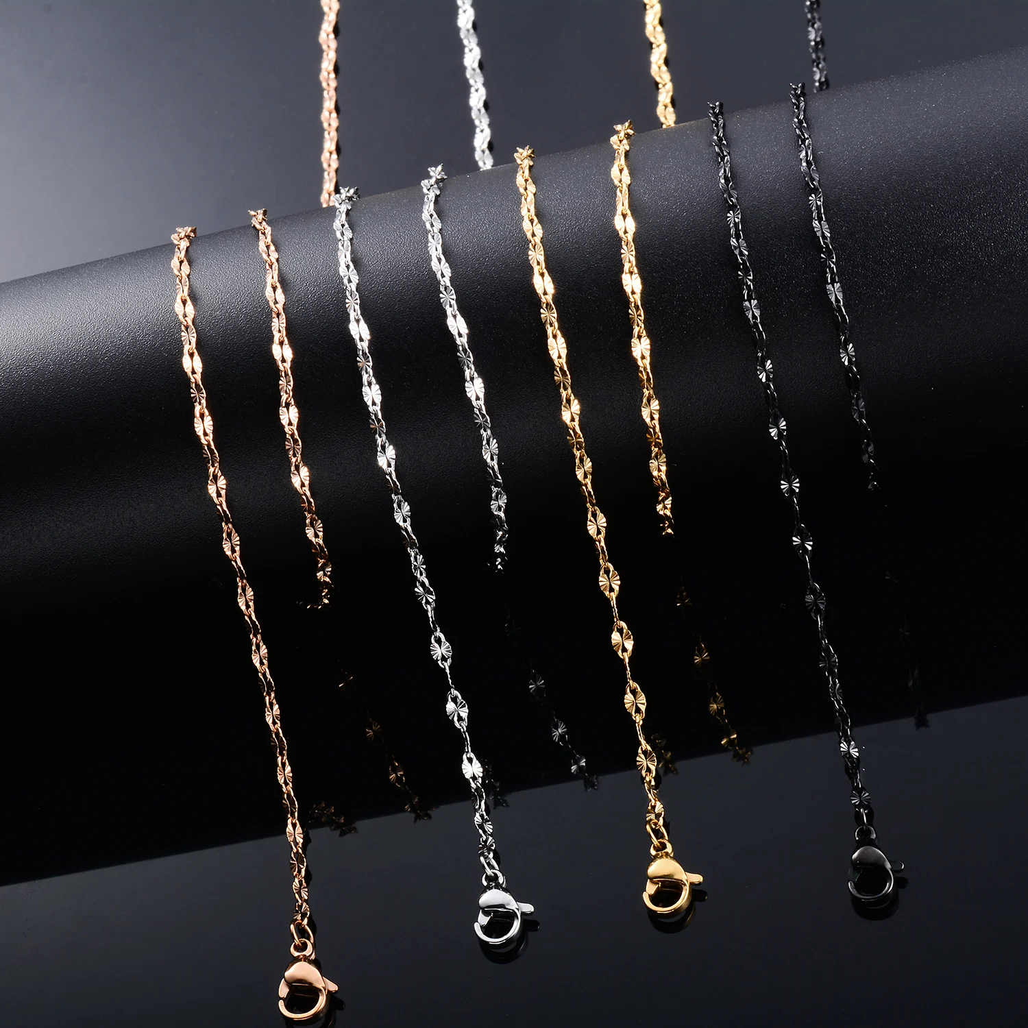 2,5 mm Dünne Edelstahl-Armbänder mit Lippenprägung, Wasserdichte Fußkettchen, Schmuckzubehör – Detail 5