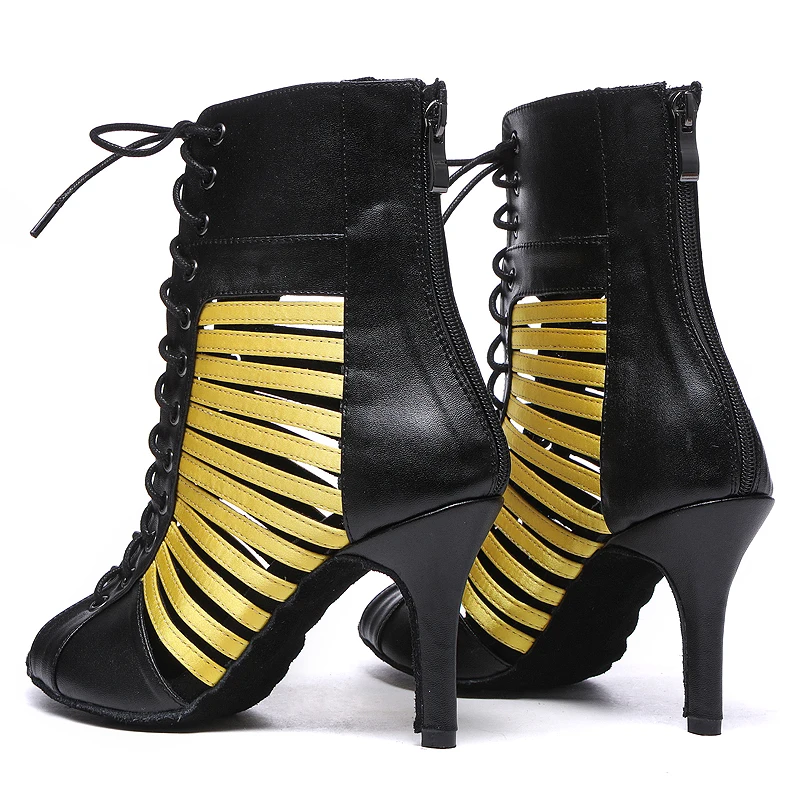 JuseDanc Women Dance Shoes Winter High Heel Boots Fashion Salsa Dance Shoes Ankle Boots Sexy Custume Shoes Black Tango Shoes