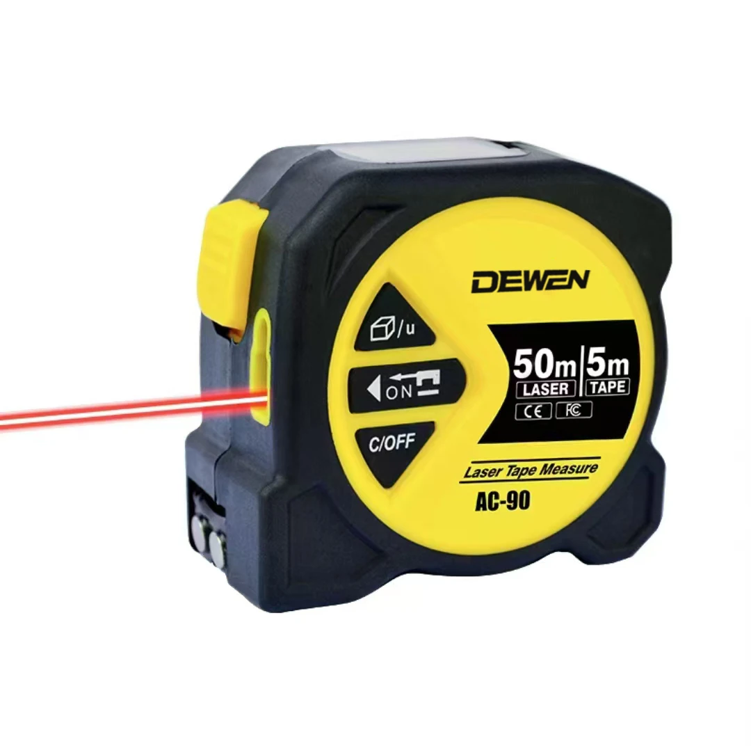2026 Hot！DEWEN 2-in-1 Digital Tape Measure 2mm Accuracy 50m Range Ft/in/M Units USB Rechargeable Battery High Measurement