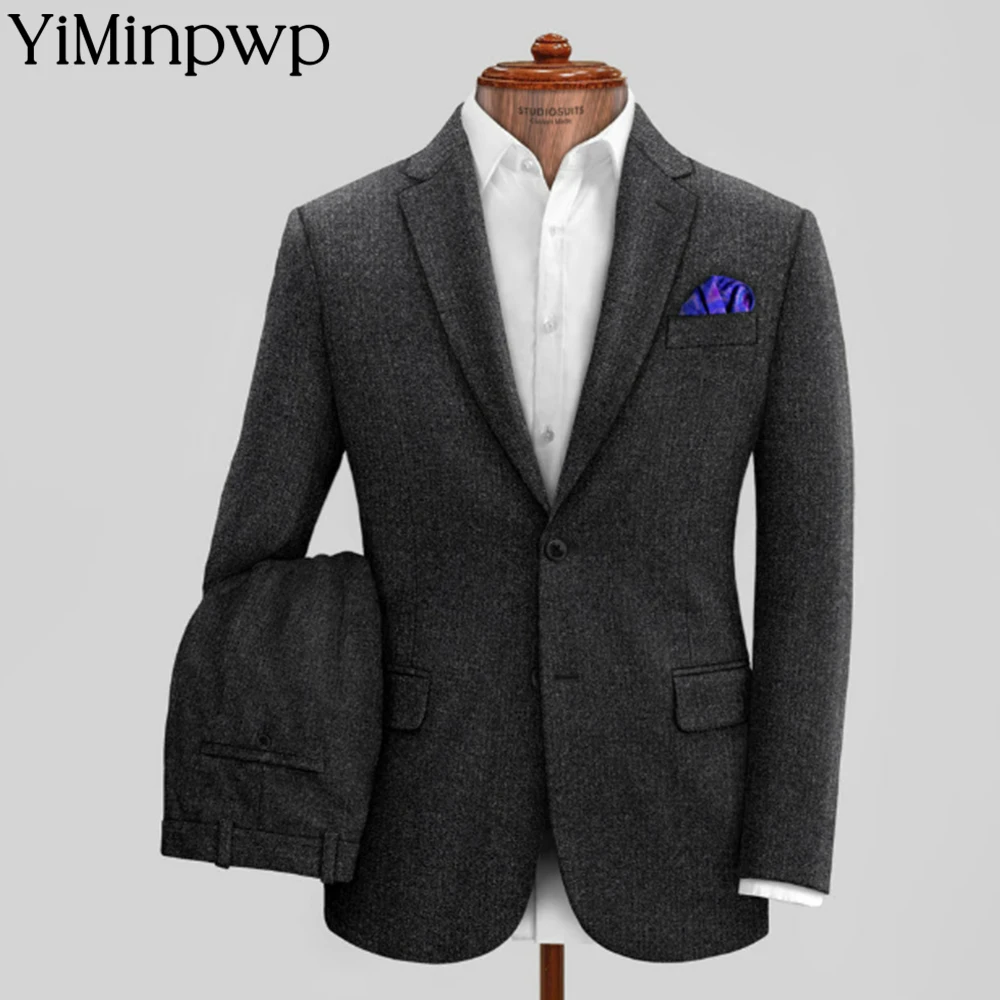 

2026 Men's Suits 2 Piece Bospoke Single Breasted Formal Business Wedding Suit for Men Vintage Groomsmen Suit Set Suits