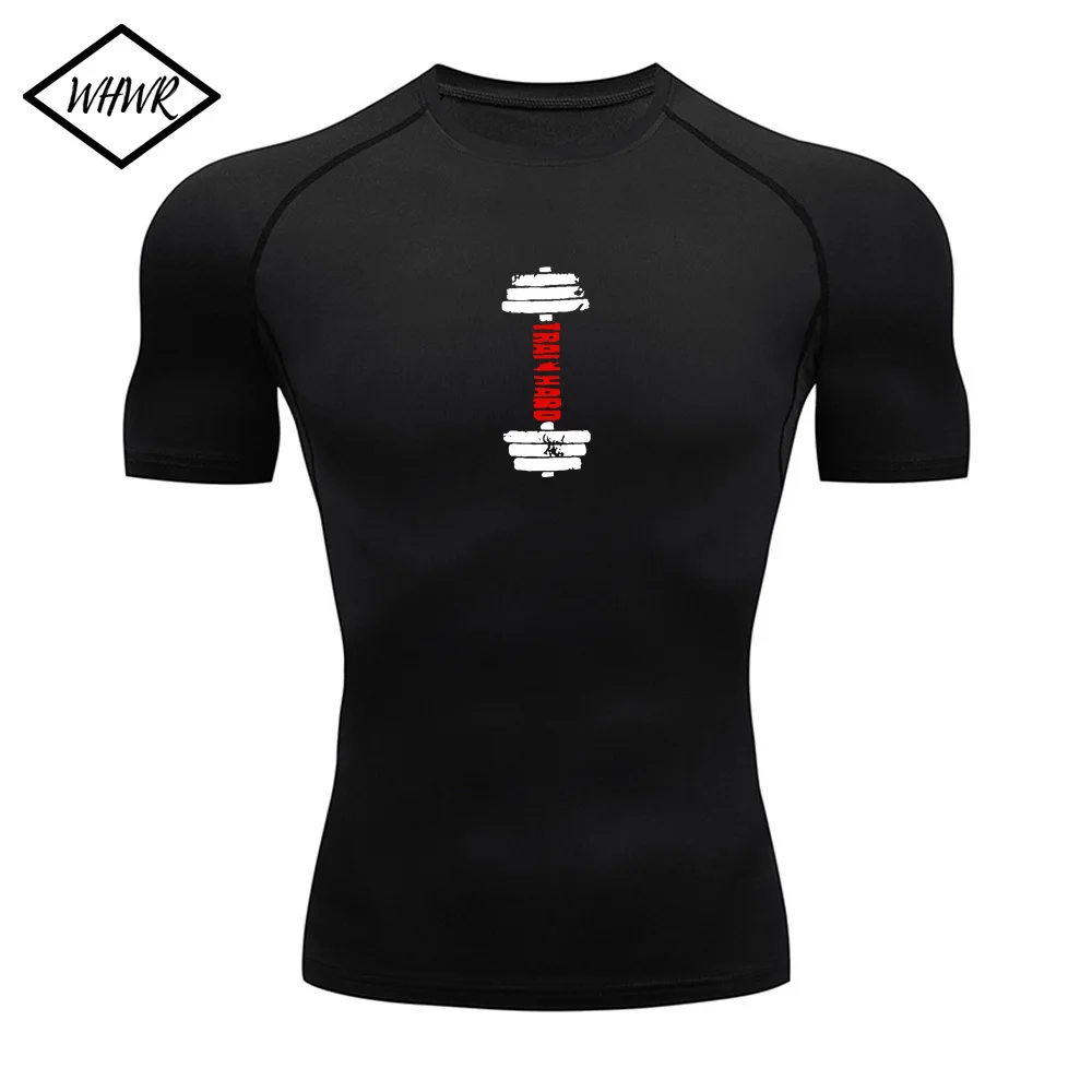 Männer Gym Print Kompression T Shirt Männer Fitness Sport Lauf Unterhemden Quick Dry Kurzarm T-Shirt Training Sportswear