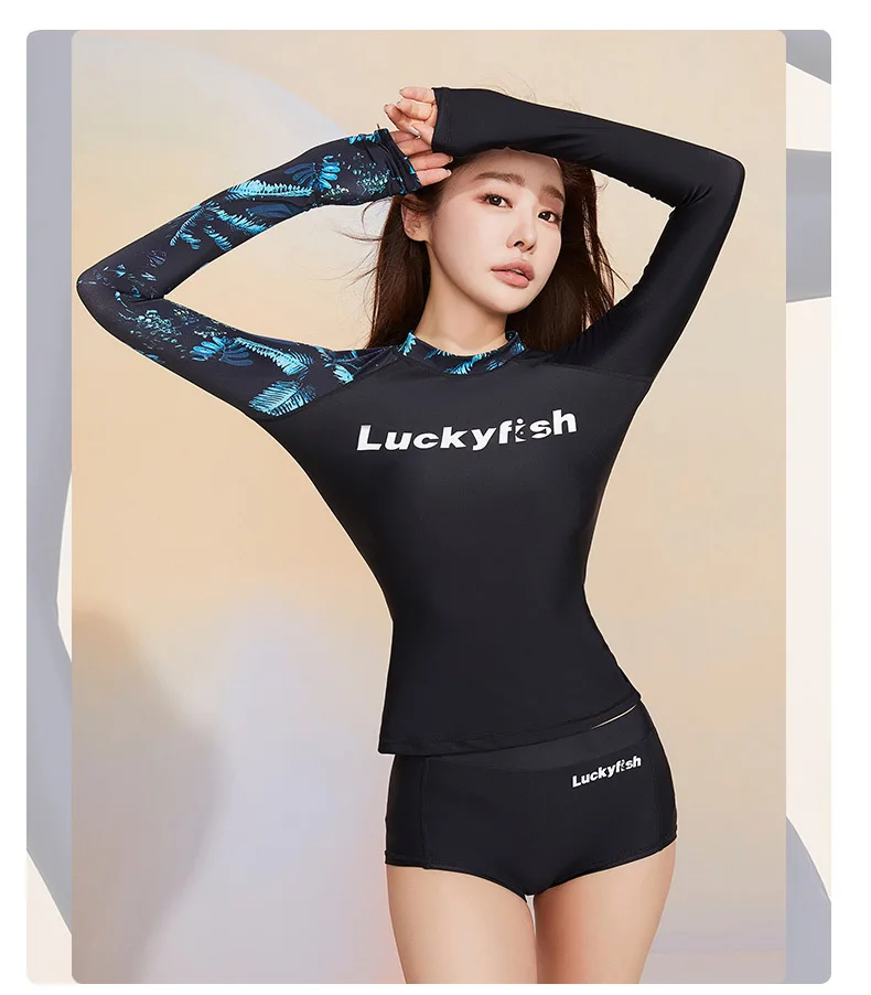 

Women Sun Protection Outdoor WaterProof Surfing Beach Rash Guard Swim Shirt Vest Trunks Long Sleeve Quick-Dry Bathing Suit