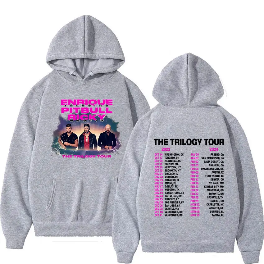 Enrique Iglesias Pitbull Ricky Martin The Trilogy Tour 2023-2024 Hoodie Men's Hip Hop Retro Pullover Sweatshirt Loose Streetwear