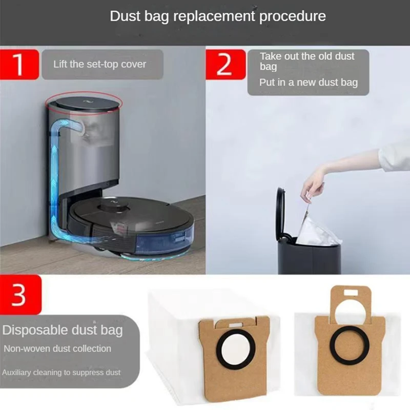 16PCS Dust Bag for Xiaomi Robot Vacuum X10+, Mijia Omni 1S, B101CN / Dreame Bot S10 S20 Pro, X10 L10 L10S Ultra Vacuum