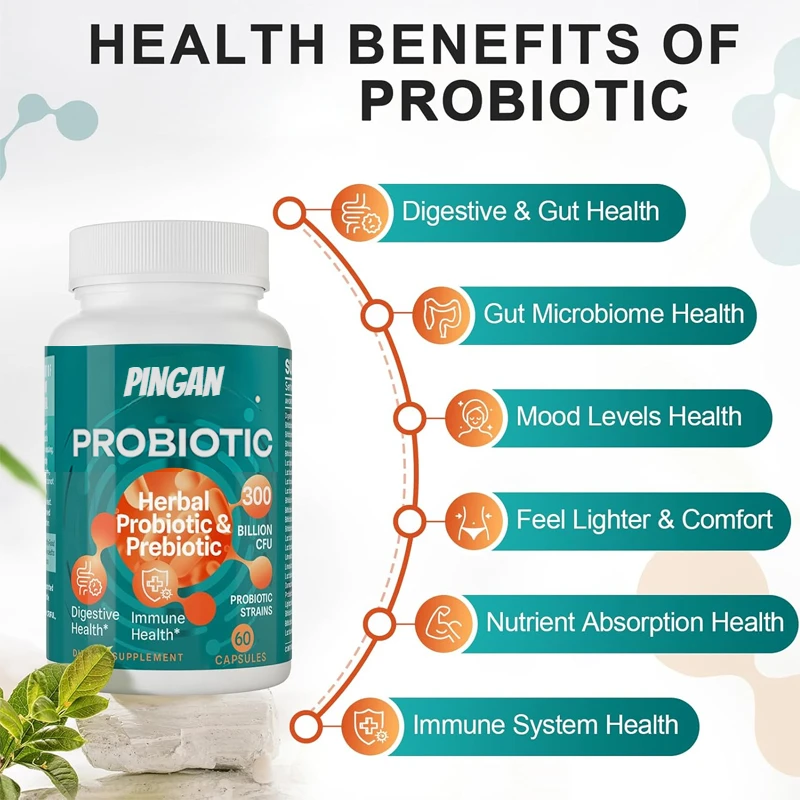 

Probiotics -300 Billion Colony Units, A Mixture of 24 Probiotics and 15 Organic Herbal Prebiotics, Promoting Digestive Health