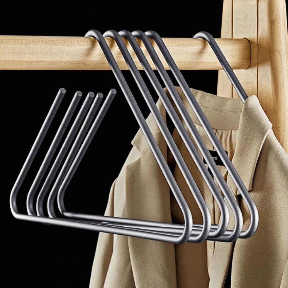 5PCS Modern Non Slip Triangle Coat Hangers Sturdy Rust-Proof Clothes Hangers Space-Saving Metal Drying Rack Bedroom