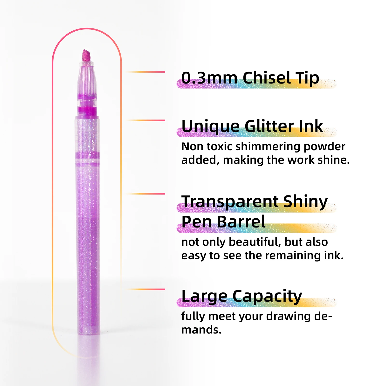 Glitter Highlighters 6/10/16pcs Chisel Tip Assorted Colors Glitter Highlighter Markers Pens for Kids Adults Journaling Coloring