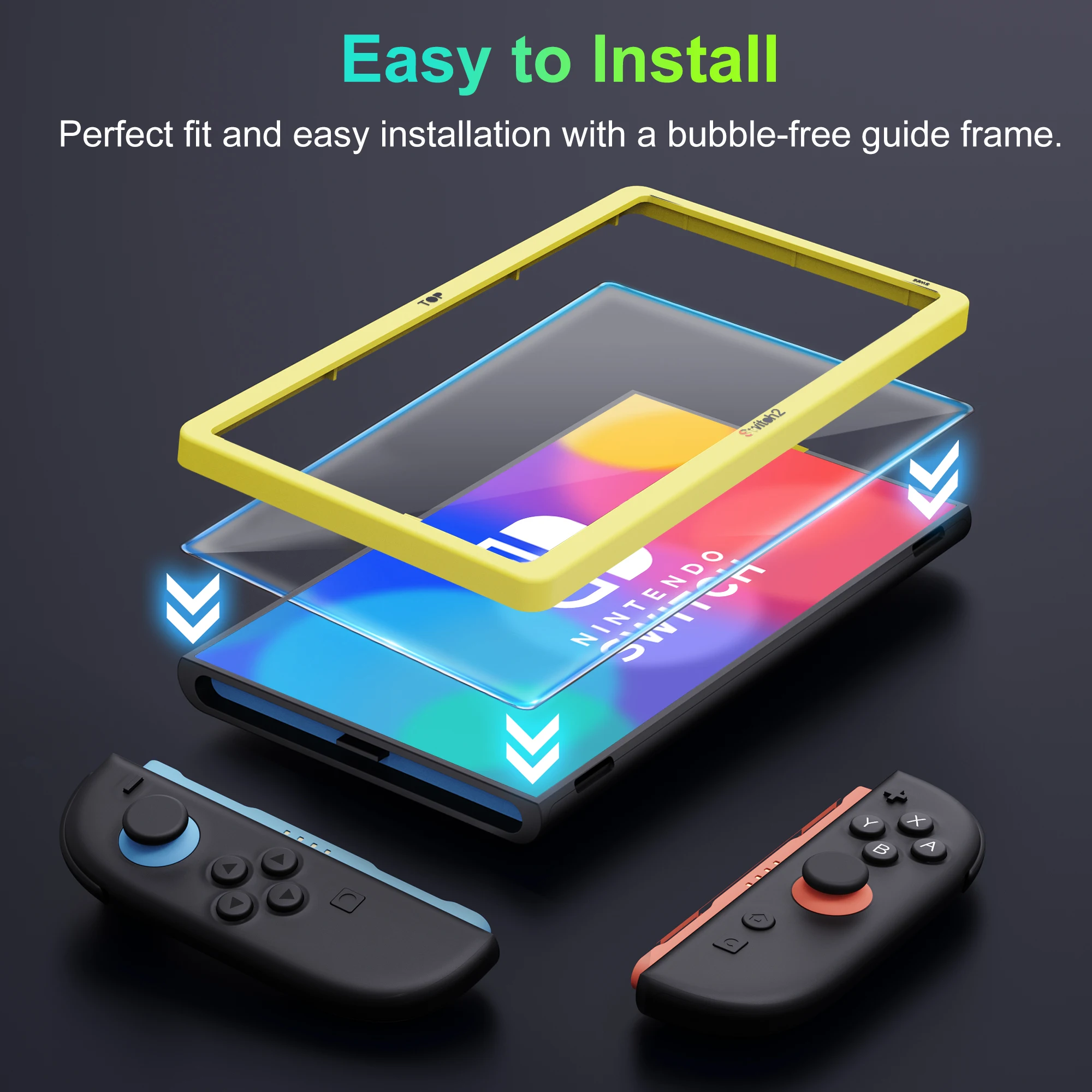 2 Pack Screen Protector for Nintendo Switch 2 Transparent HD Clear Screen Protector with Alignment Frame Anti-Scratch Cover