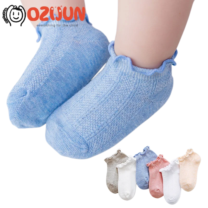 2023 New Spring Summer Children Socks Kids Girls Double Needle Agaric Lace Ankle Socks Mesh Thin Cotton Socks 2-8Years Baby Girl