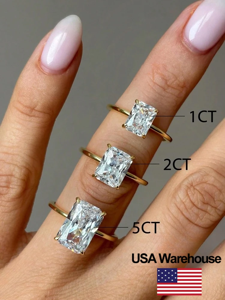 925 فضة 1-5CT الزركون رائع لامعة مستطيل الدائري للنساء المشاركة الزفاف الفاخرة عالية الجودة غرامة مجوهرات #1