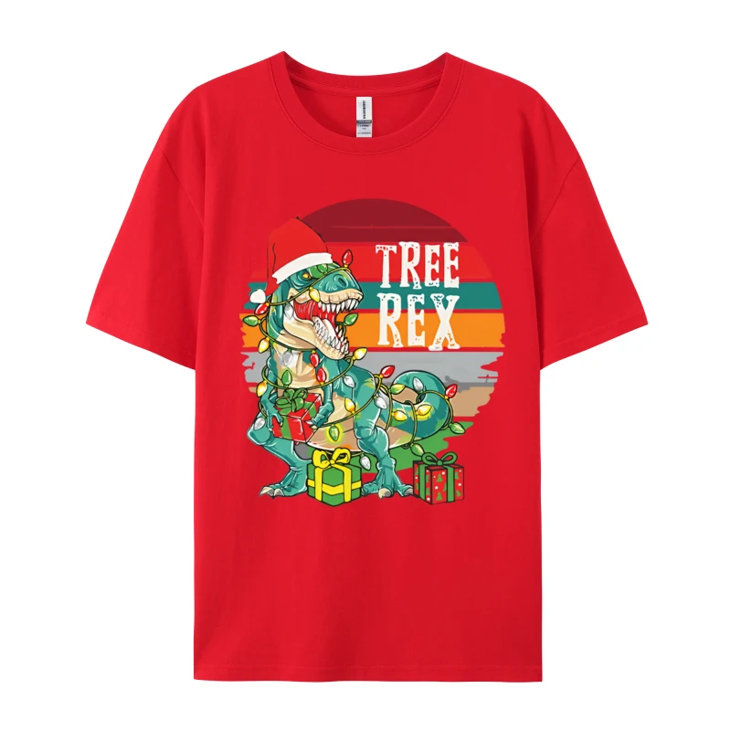 Kerst Baby Schattige Dinosaurus Boom Rex T-Shirt Man Katoenen T-Shirts Grafisch Bedrukt T-Shirt Mannen Kleding