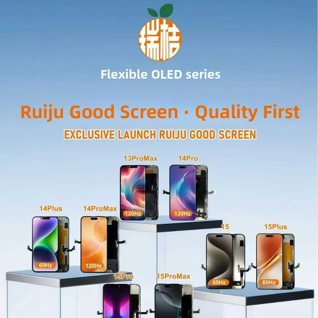 RJ 100% Soft OLED Screen For iPhone 14Pro 15Pro 16Pro Max OLED True Tone With 3D Touch Screen For iPhone Replacement With Tools