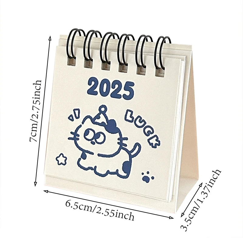 6Style 1Pcs/pack2025 Mini Cute Desktop Calendar for Desktop Office Learning Schedule Notetaking Ornament