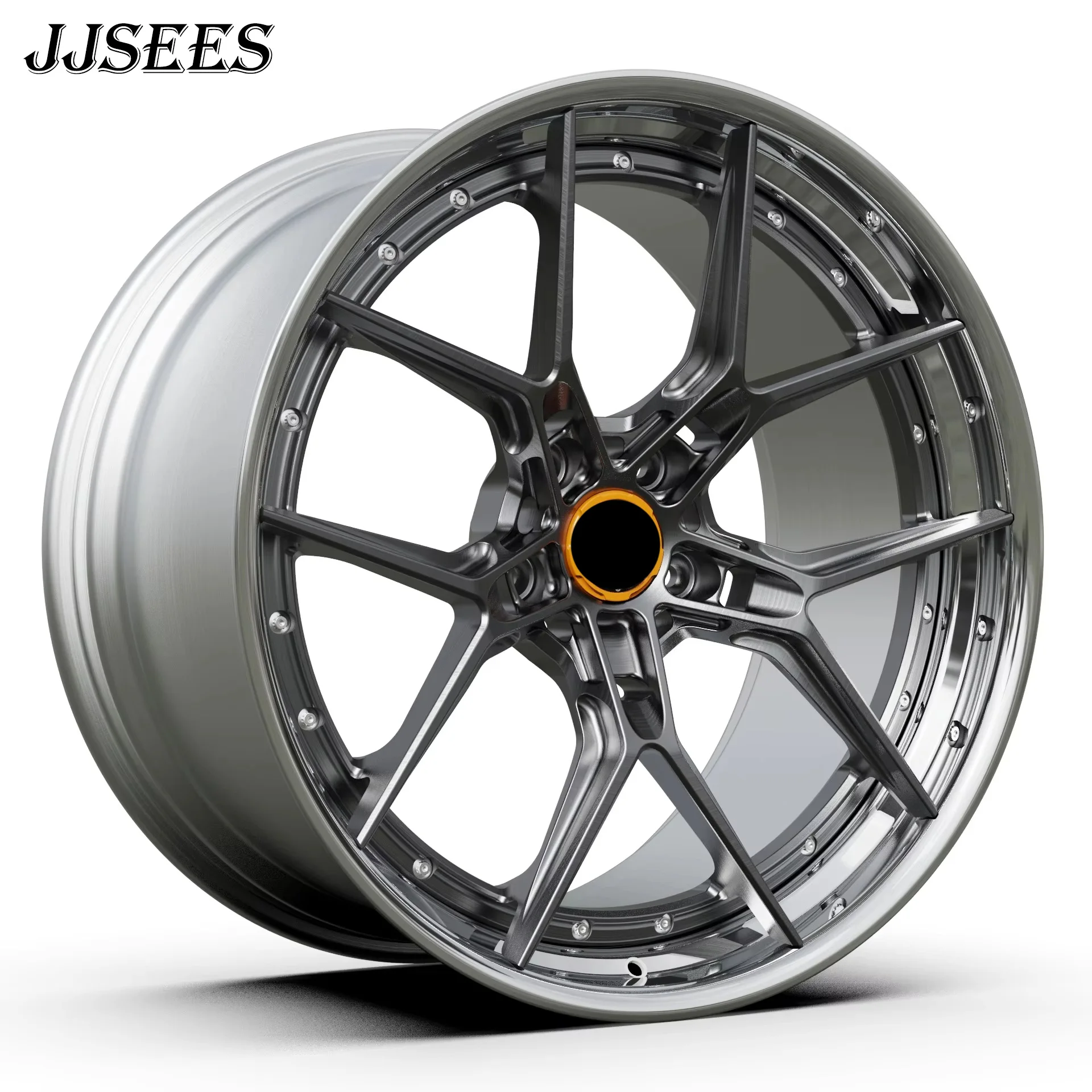 40mm ET Polished Lip Brushed Center 2-Piece Forged Wheels 18-24 Inch Auto Parts Compact Performance Car Rims