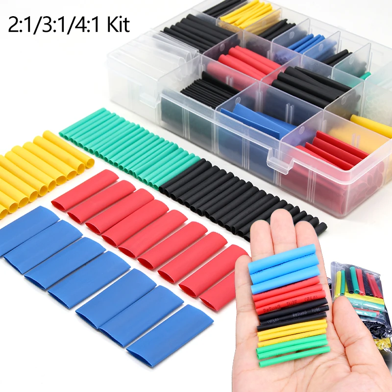 

Набор термоусадочных трубок 2:1 для ремонта кабелей, защита 4:1, 73-900 шт., термостойкая изоляция для проводов, набор термоусадочных трубок 3:1