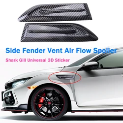 Car Side Fender Vent Air Flow Spoiler Racing Intake Grille Shark Gill Trim Wing Cover Carbon Fibre Decorative ABS 3D Sticker