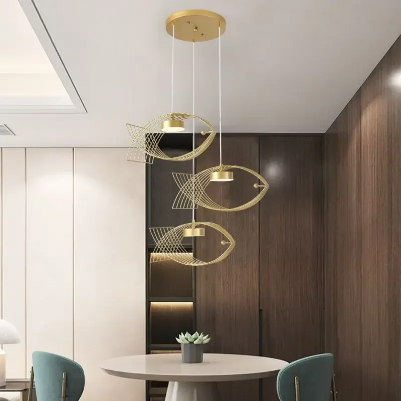 Creative Dining Chandelier Simple Fish Shaped Chandelier Hot Pot Restaurant Lighting Iron Art Light Personality  Fish Chandelier