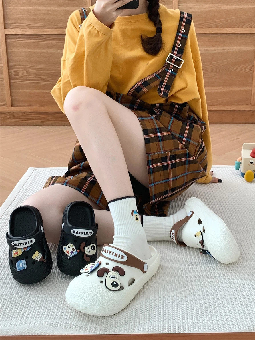 Cute Women Hole Garden Shoes New Soft Sole DIY Hole Dog Sandals Summer Cartoon Cool Slippers For Women