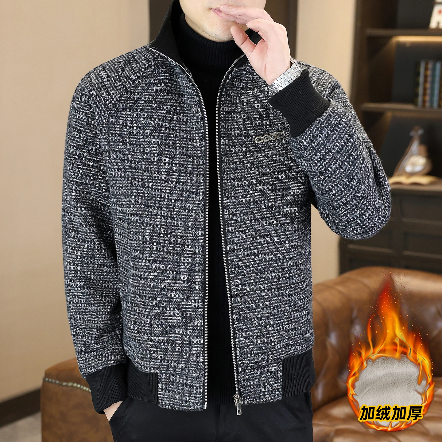 

High Quality Winter Plush Thick Woolen Jacket for Men's Trendy Casual Wool & Blends Jackets Fashion Business Streetwear Overcoat