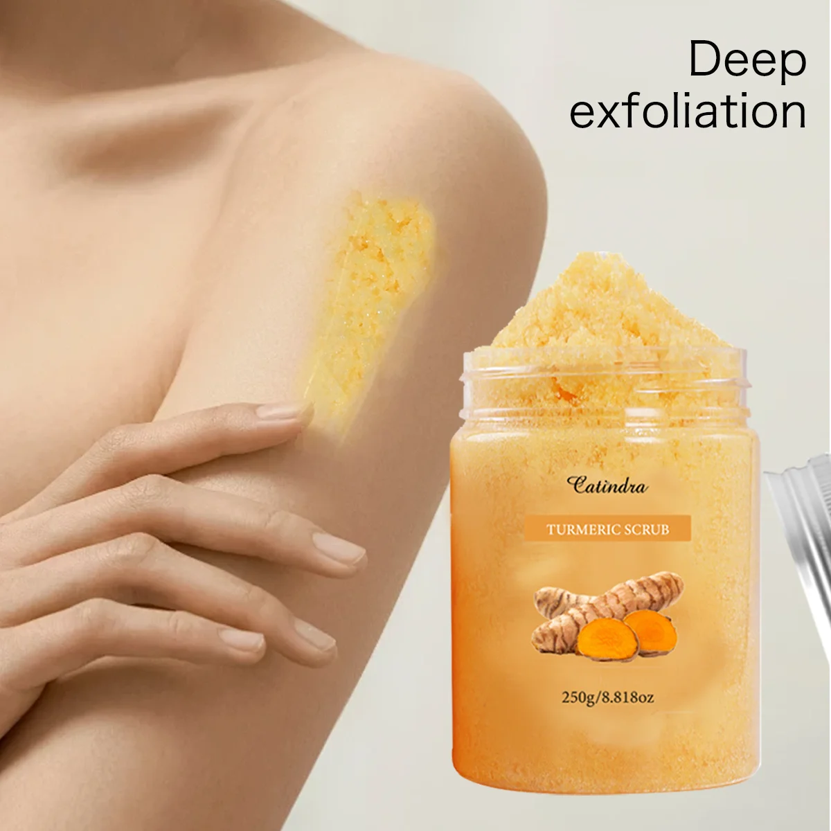 Catindra Turmeric Body Scrub Cleansing Exfoliator Removes Dark Spots Melanin Moisturizing Skin Care Exfoliating Scrubs