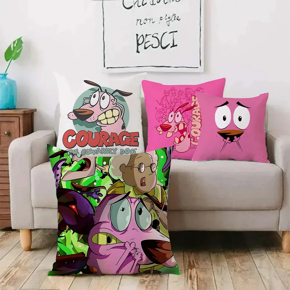 Cartoon C-COURAGE Pillow Covers Cartoon Sofa Decorative Home Double-sided Printing Short Plush Cute Cushion Cover C-Cowardly Dog