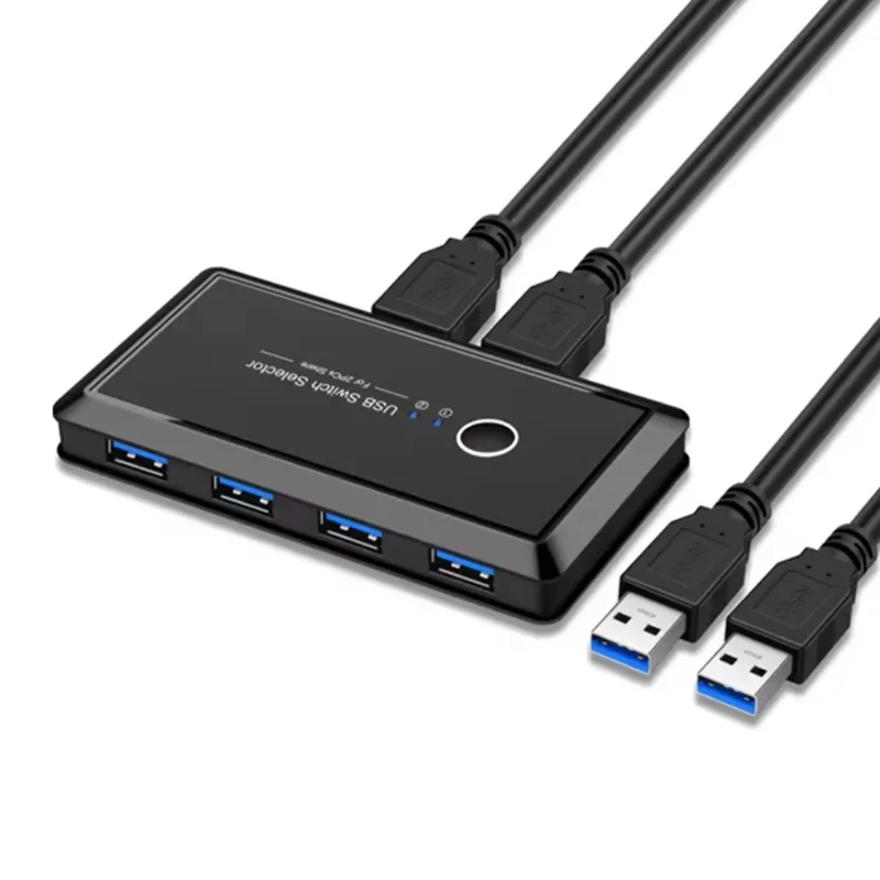 USB 3.0 KVM Switch USB Hub Shared Switcher 2 Inputs 4 Outputs for Laptop PC Keyboard Mouse Printer USB Switch Controller Hub Ad