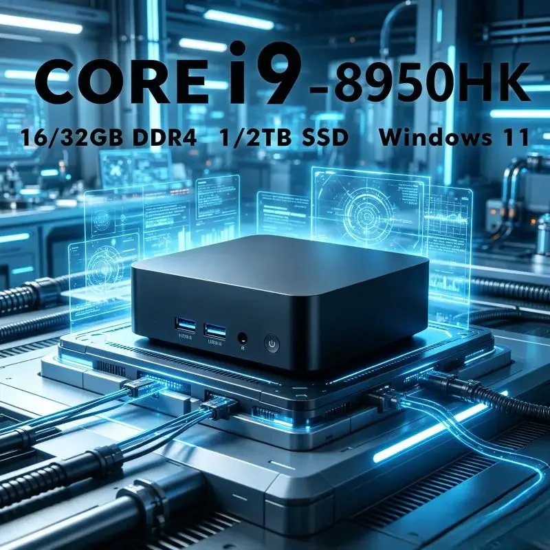 All-round Mini Desktop PC, 2026 Latest Edition, Core I9 8950HK, Win11, WiFi6 BT5.2, 4K HD, Fits Daily Work and Office Needs