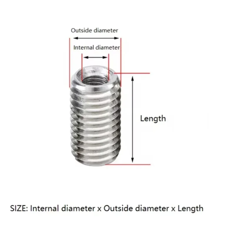 304 Stainless Steel Internal And External Nut  Conversion Socket Screw Thread Sheath Straight Screw M6 M8 M10 M12
