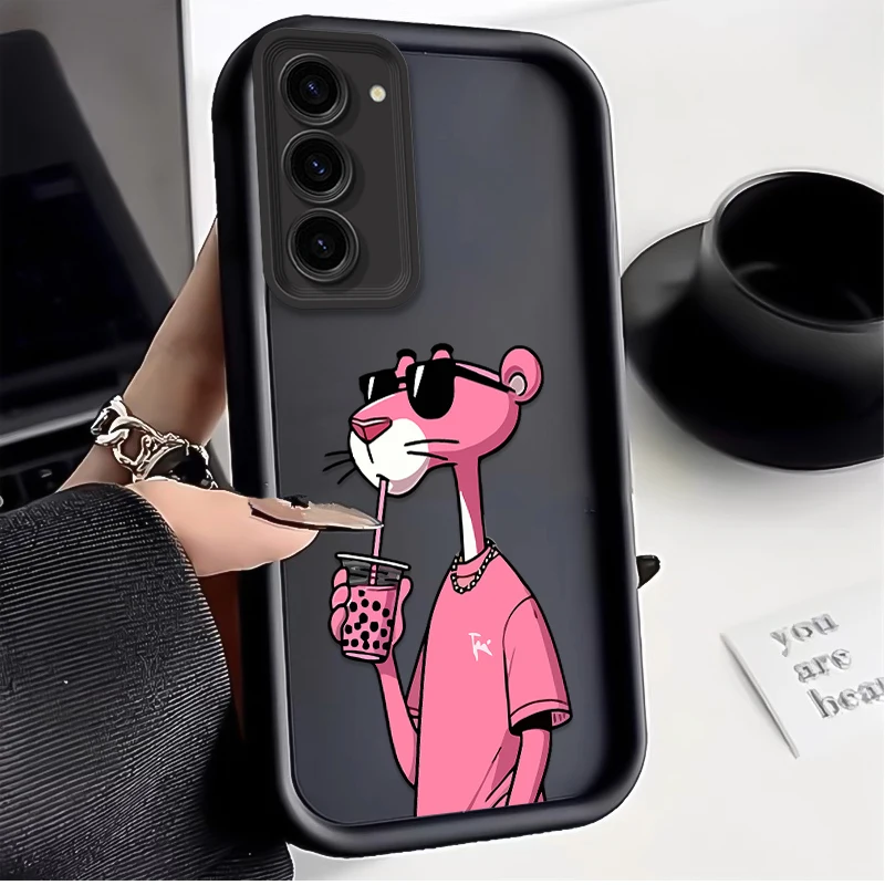 Pink P-Panthers Soft Case For Samsung Galaxy A73 A57 A56 A55A A54 A53 A52 A52S A51 A50 A37 A36 A34 A32 A31 A30 A24 A14 A13 Cover