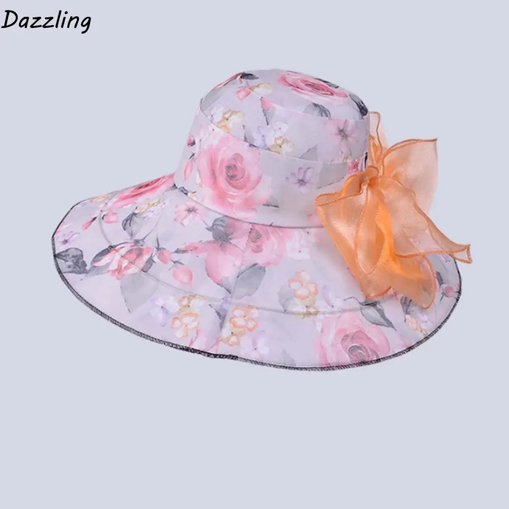 

Windproof Rope Mom Fisherman Hat Foldable Portable Thin Bow Sunshade Cap Detachable Bow Korean Style Sunscreen Basin Hat Travel