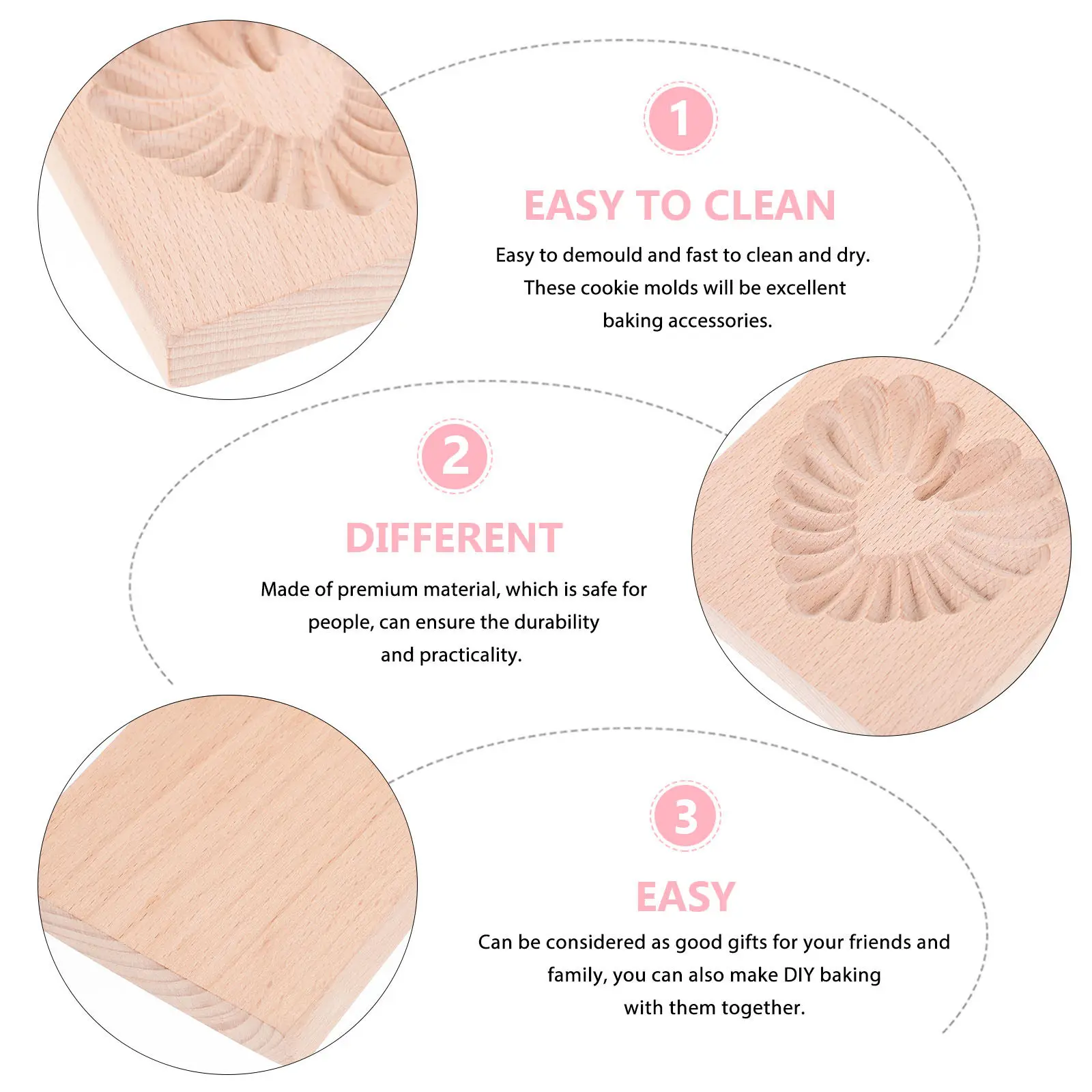 Wooden Rose Cookie Mold Set for Baking DIY Cookies Chocolates Food Grade Wear Resistant Easy Demould Smooth Edges Home Baking