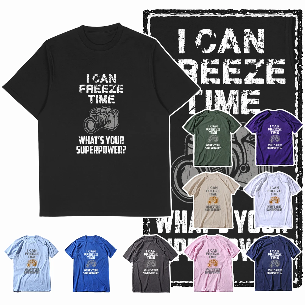 

Coolmind Z1147 I Can Freeze Time funny Exclusive Graphic men T shirt 100% cotton big size T shirt for men tee for men Tee shirt