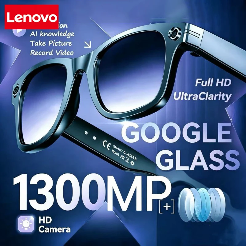 Lunettes de vision IA Lenovo, caméra HD 8K, lampe LED, interprétation de discussions, capture de vidéos de conférence, lunettes de soleil pour activités de plein air, modèle 2026 Fresh