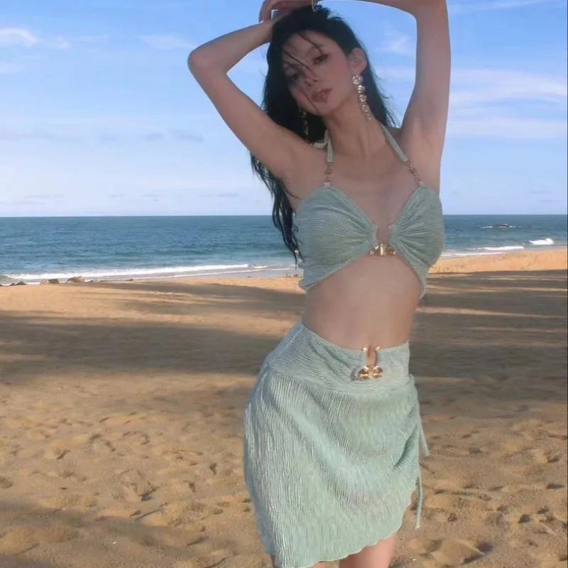 

Women's Soft Sexy 3 Piece Bikini Set,New Split Skirted Push Up for Small Bust, Classic Hot Spring Beach Island Vacation Swimwear