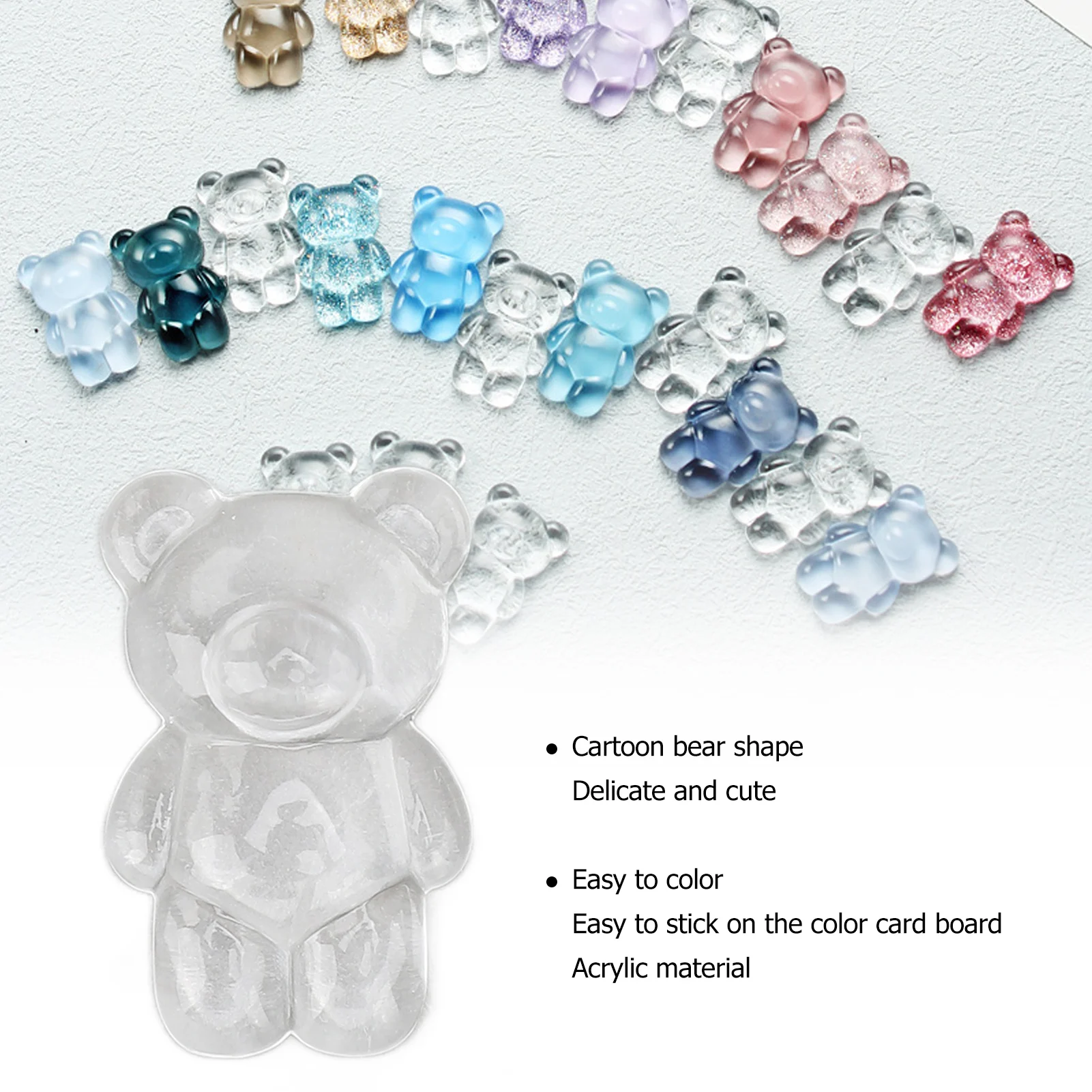 Polish Color Display Card Nail Polish Color Card Transparent Acrylic Cute Cartoon Bear Shaped Nail Art Color Display Card