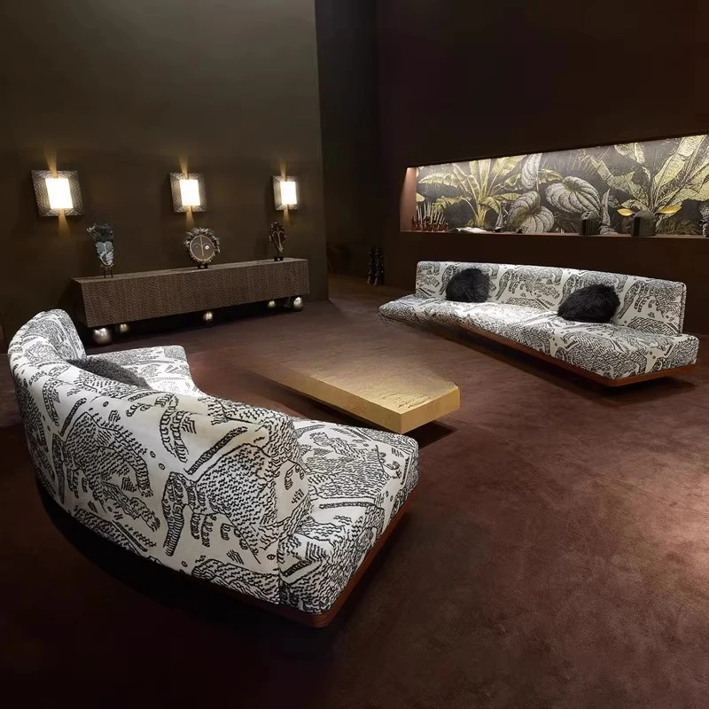 Patterned living room hotel club model room soft special-shaped sofa