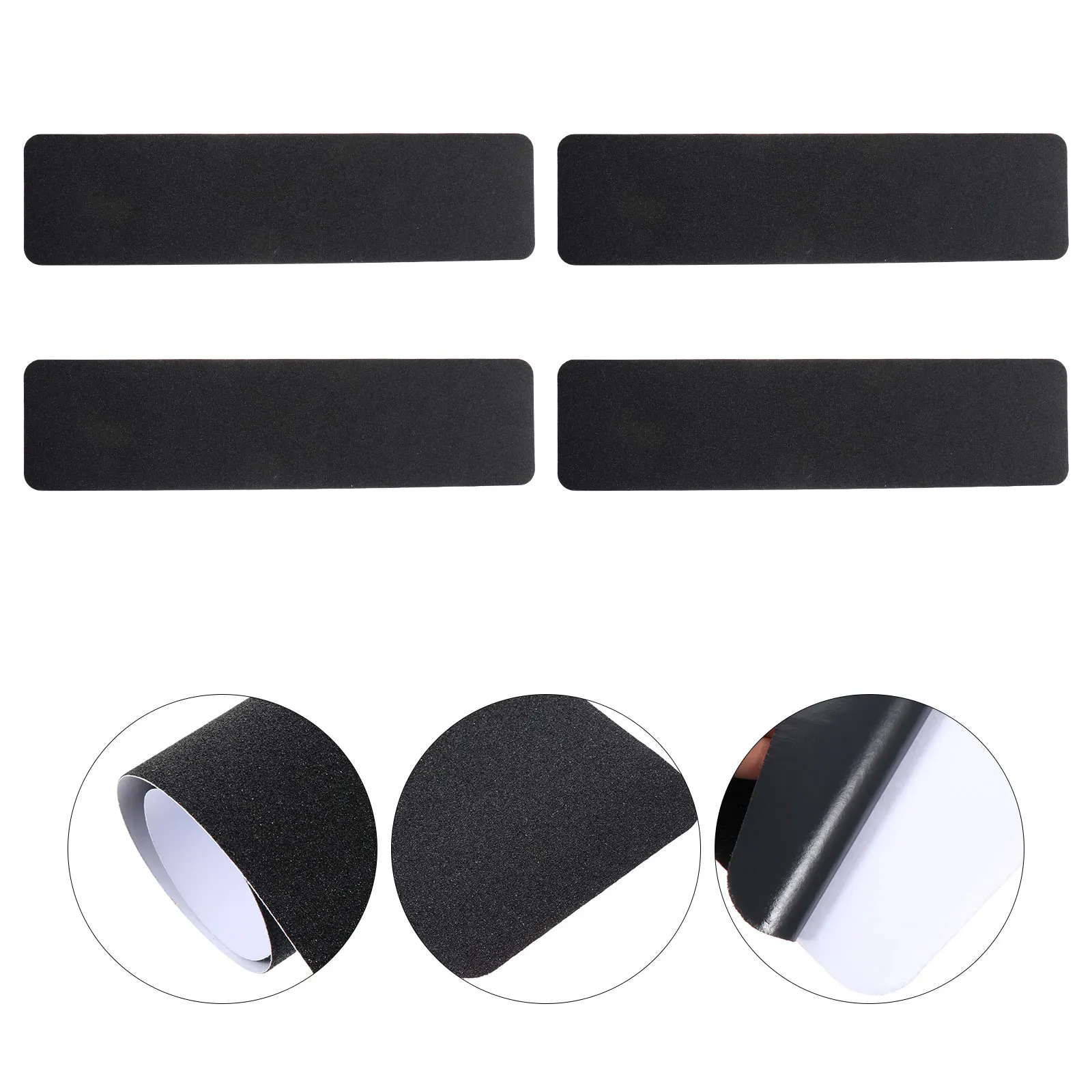 

4pcs Pvc Anti-Slip Stair Tapes Black Non-Skid Grip Strips Waterproof Floor Tread For Indoor Outdoor Deck Ladder Shower Tape