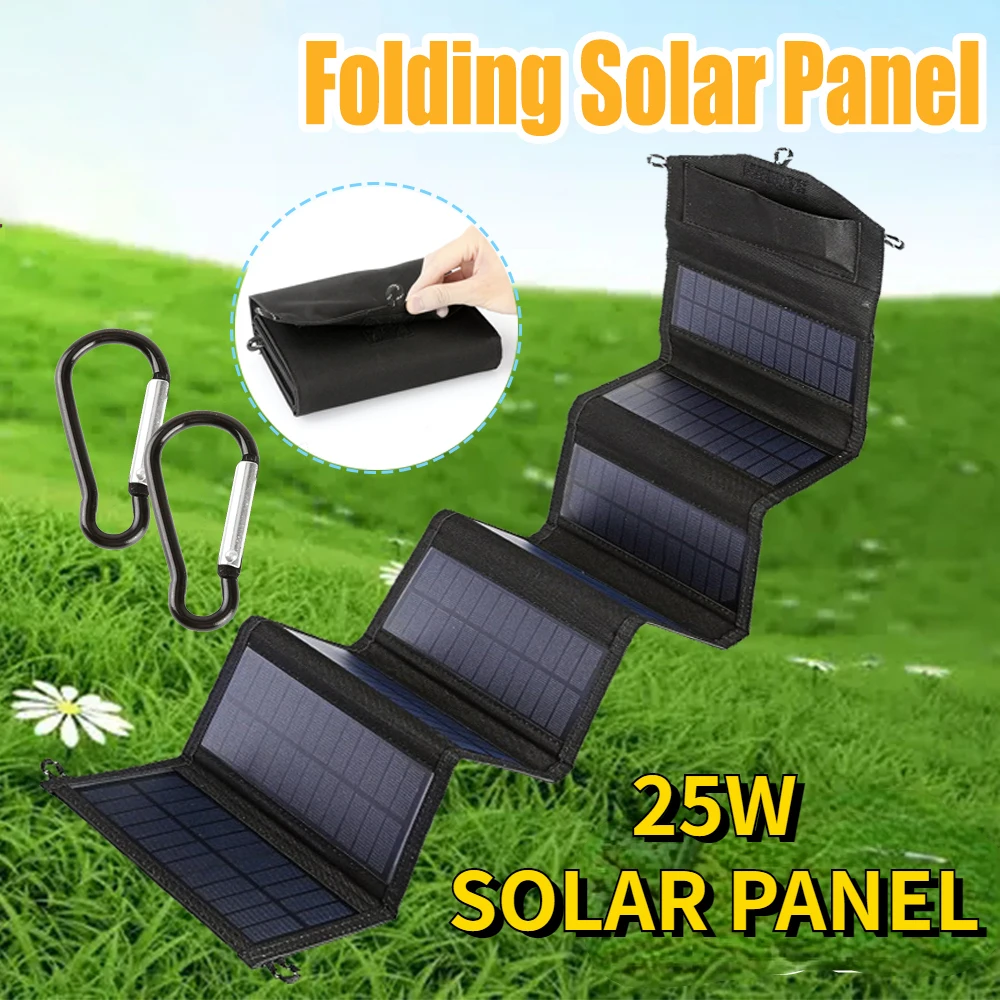 

Foldable Solar Panel 25W Cells Charger 5V 2.5A USB Output Devices Portable Solar Panels for Smartphones Charger Camping Travel