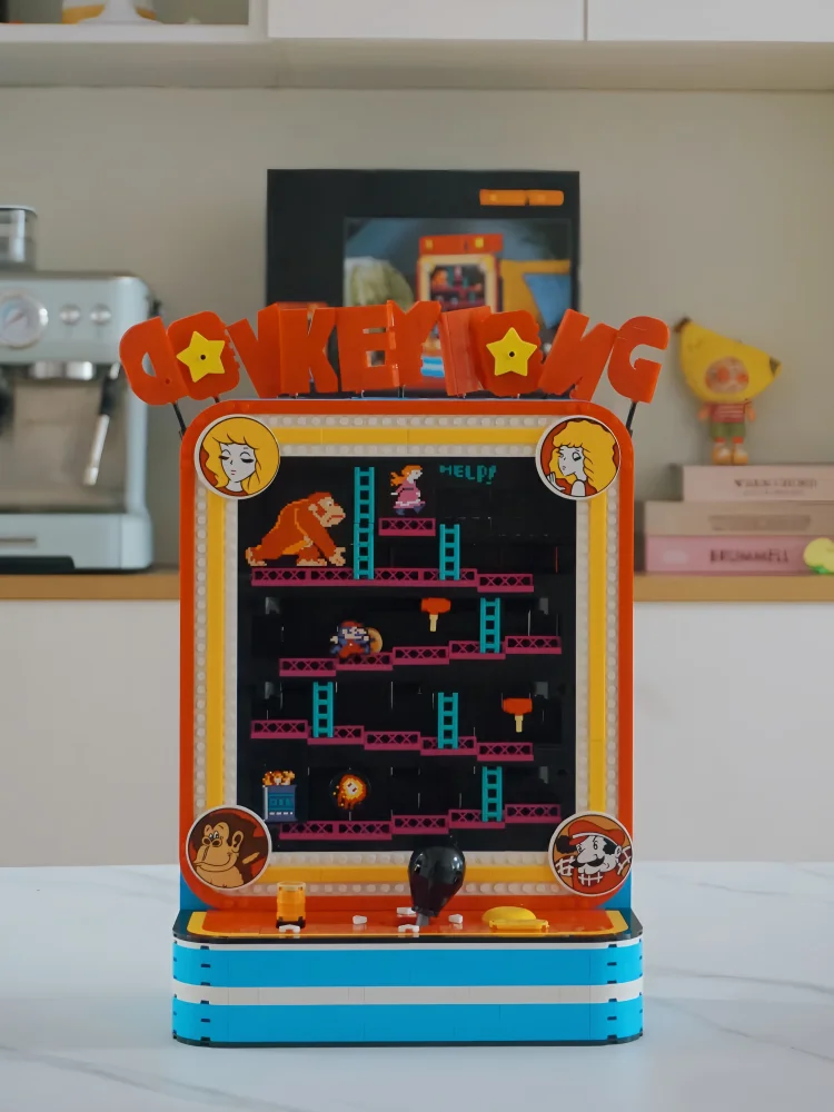 2026 Beliebte 1371-teilige Spiele Retro-Gaming-Konsole Donkey Kong Maze Arcade Baustein-Puzzle-Modell Spielzeug Geburtstagsgeschenk Ornament