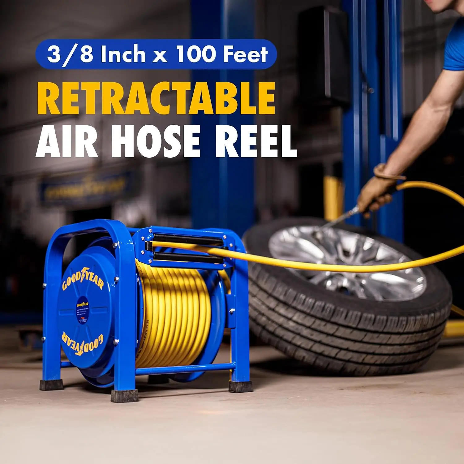 Retractable Air Hose Reel, 3/8