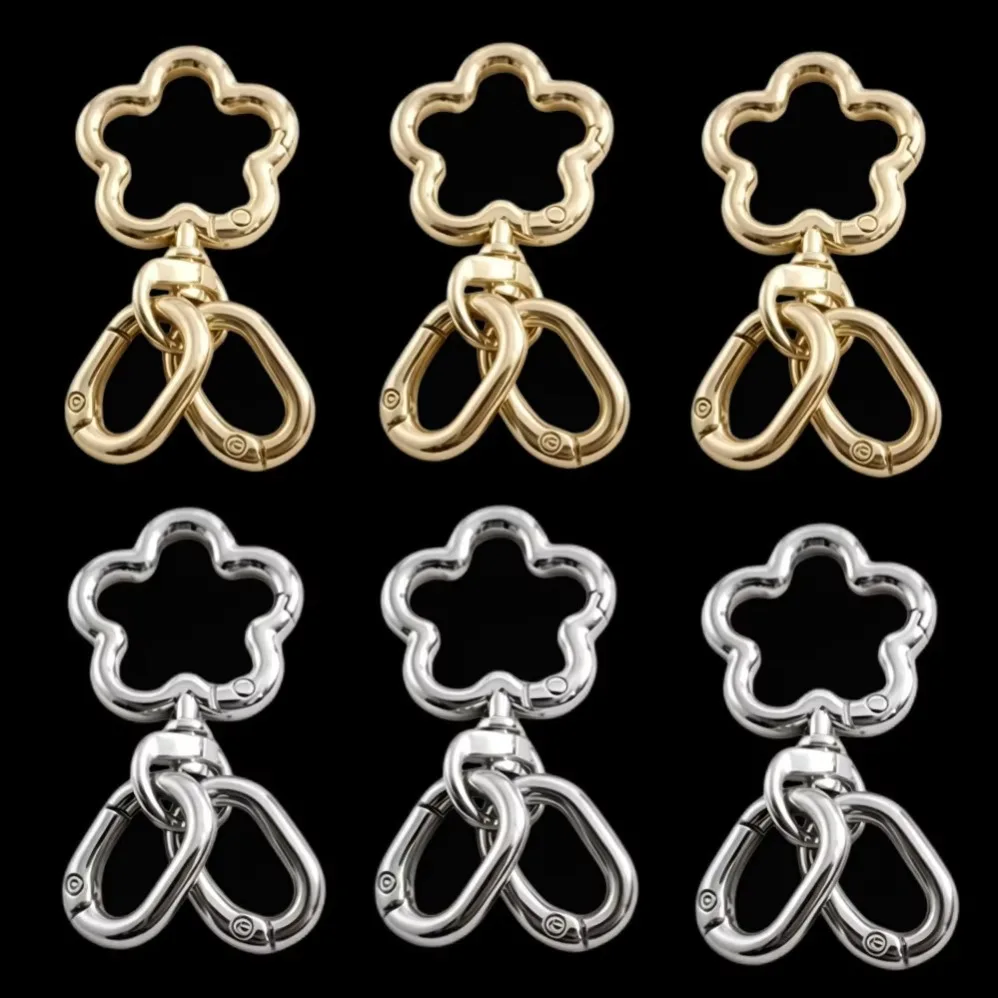 2-50Pcs Love Heart Metal Lobster Keychain Claps Spring Buckle Hook Key Ring Connector for DIY Bag Keychains wholesale