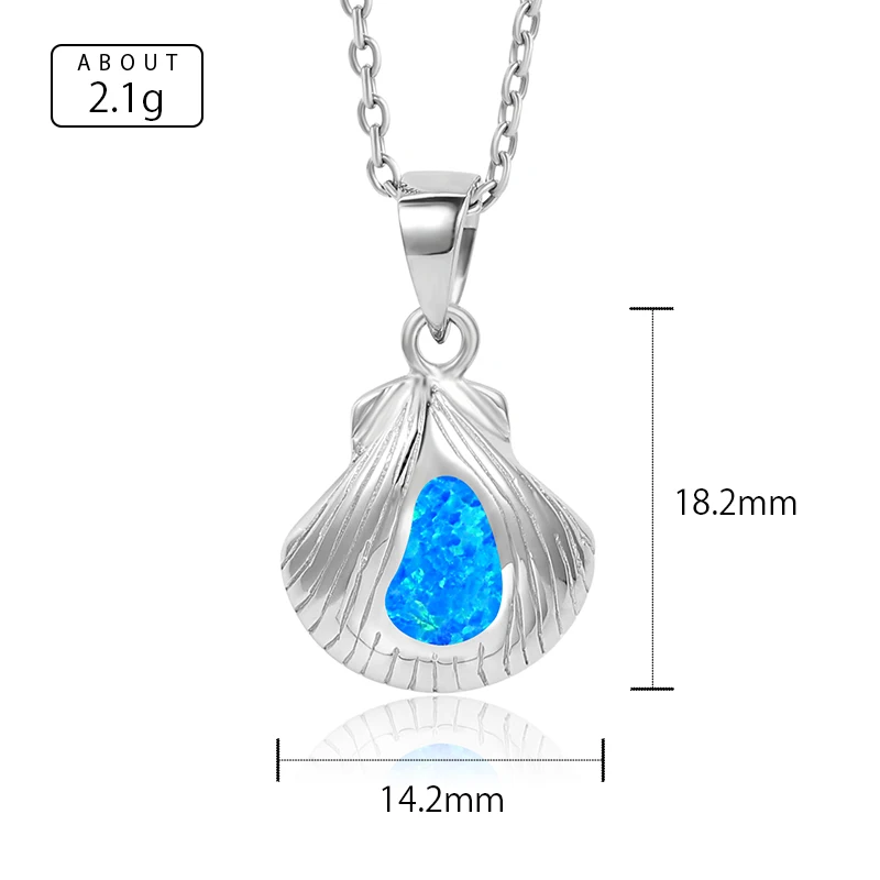 XYOP Trendy Fashion Creative Blue Fire Opal Shell Design Pendants Necklaces 925 Sterling Silver Wedding Necklace Female Birthday