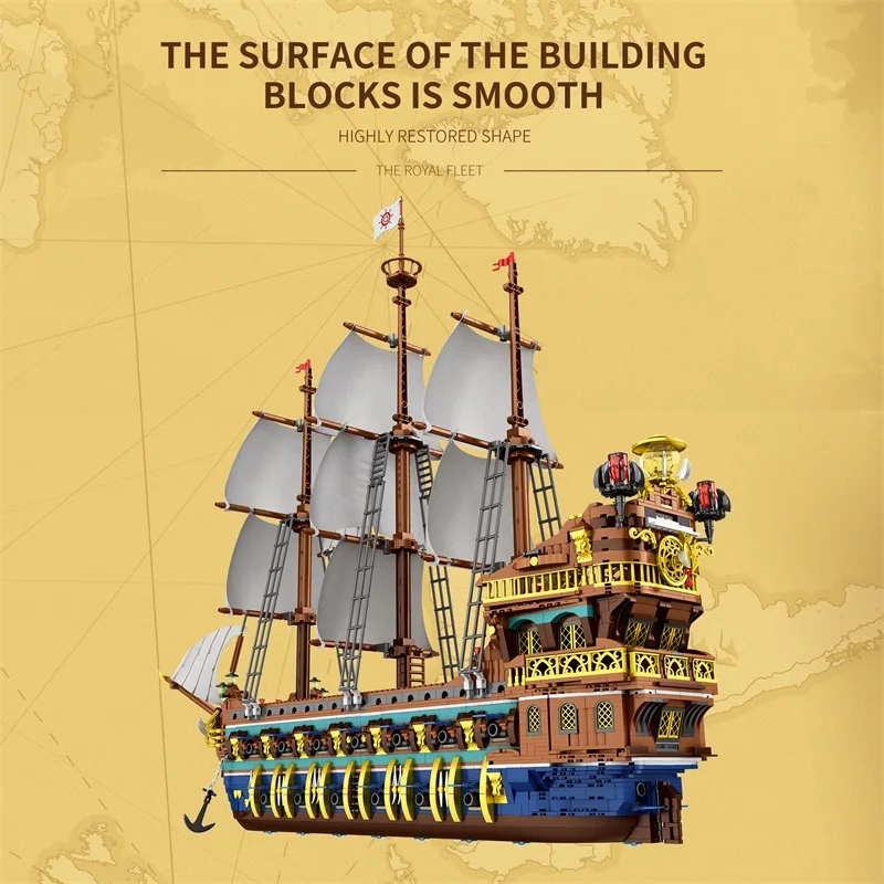 2830PCS Royal Sunshine Sailing Ship Building Blocks Sun Pirate Boat Assembly Model Bricks Education Toys For Kids Holiday Gifts